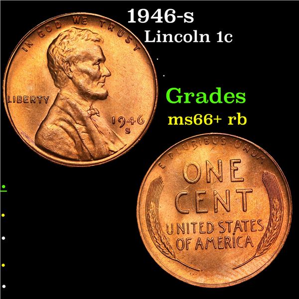 1946-s Lincoln Cent 1c Grades GEM++ RB