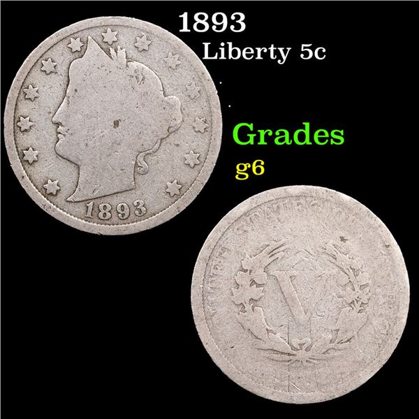 1893 Liberty Nickel 5c Grades g+
