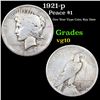 Image 1 : 1921-p Peace Dollar $1 Grades vg+