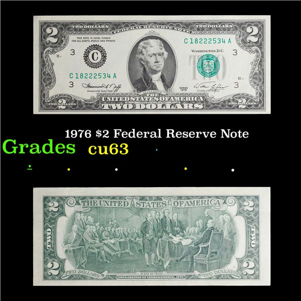 1976 $2 Federal Reserve Note Grades Select CU