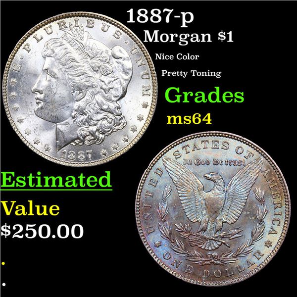 1887-p Morgan Dollar $1 Grades Choice Unc