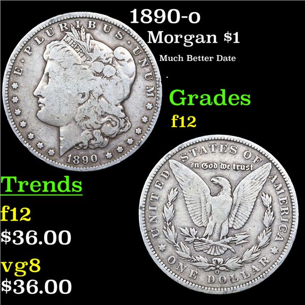 1890-o Morgan Dollar $1 Grades f, fine
