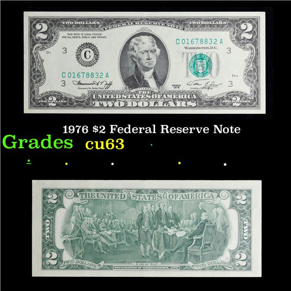 1976 $2 Federal Reserve Note Grades Select CU