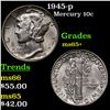 Image 1 : 1945-p Mercury Dime 10c Grades GEM+ Unc