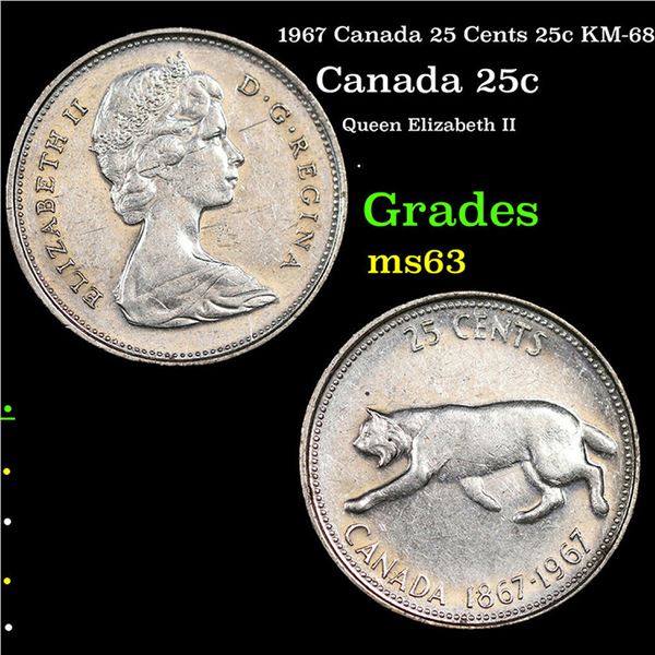1967 Canada 25 Cents 25c KM-68 Grades Select Unc