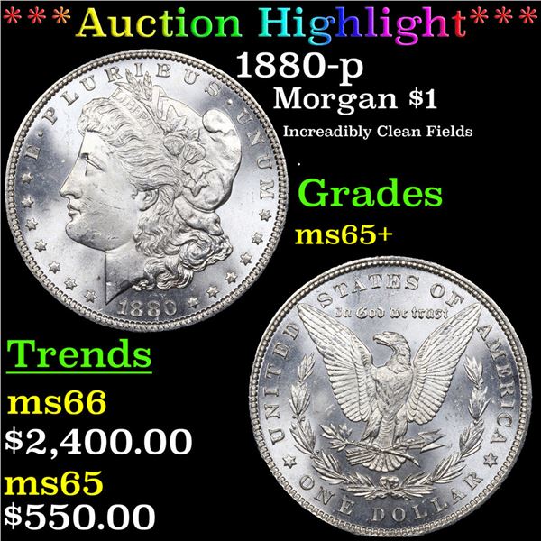 ***Auction Highlight*** 1880-p Morgan Dollar $1 Graded GEM+ Unc BY USCG (fc)