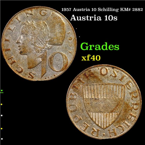 1957 Austria 10 Schilling KM# 2882 Grades xf