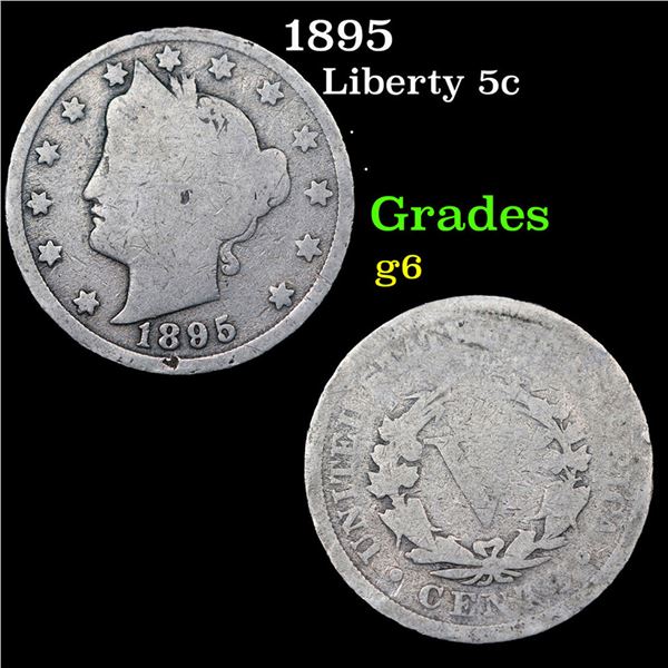 1895 Liberty Nickel 5c Grades g+