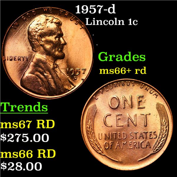 1957-d Lincoln Cent 1c Grades GEM++ RD