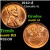 Image 1 : 1942-d Lincoln Cent 1c Grades GEM+ Unc RD