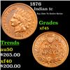 Image 1 : 1876 Indian Cent 1c Grades xf+