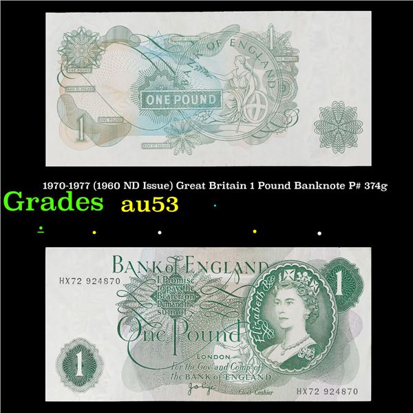 1970-1977 (1960 ND Issue) Great Britain 1 Pound Banknote P# 374g Grades Select AU