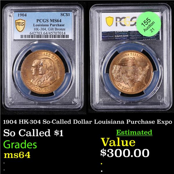 PCGS 1904 HK-304 So-Called Dollar Louisiana Purchase Expo Graded ms64 BY PCGS