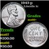 Image 1 : 1943-p Lincoln Cent 1c Grades GEM++ Unc