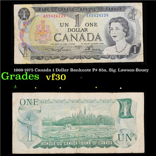 1969-1975 Canada 1 Dollar Banknote P# 85a, Sig. Lawson-Bouey Grades vf++