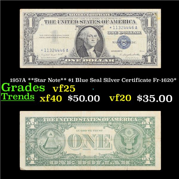 1957A **Star Note** $1 Blue Seal Silver Certificate Fr-1620* Grades vf+
