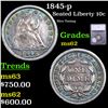 Image 1 : 1845-p Seated Liberty Dime 10c Graded ms62 By SEGS