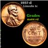 Image 1 : 1957-d Lincoln Cent 1c Grades Choice Unc RD