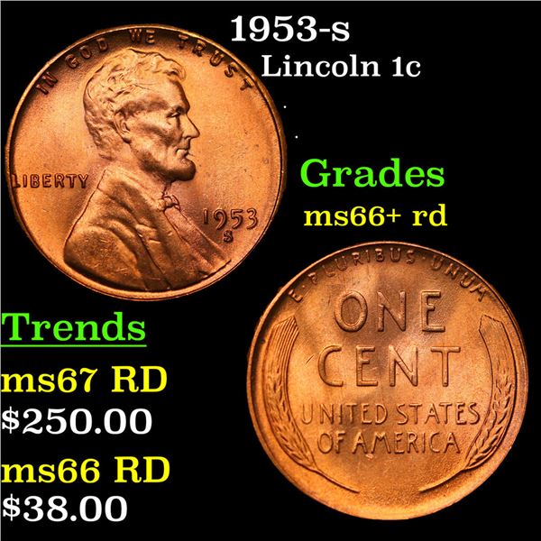 1953-s Lincoln Cent 1c Grades GEM++ RD