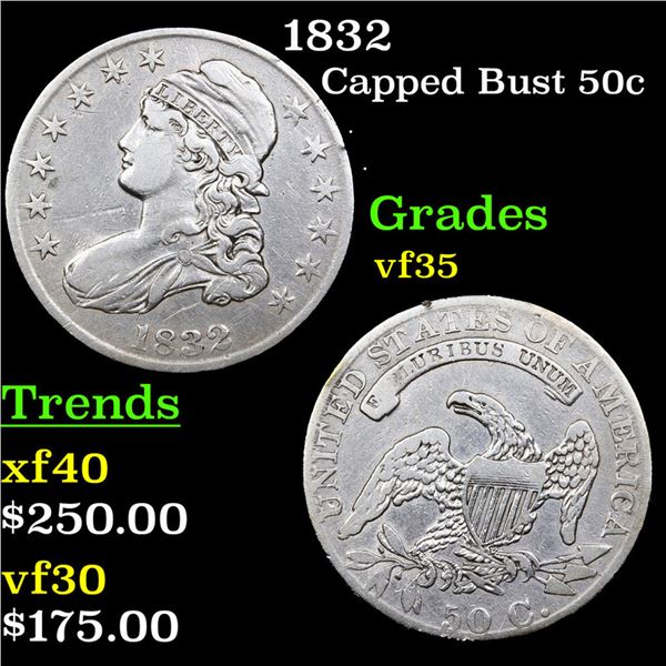 1832 Capped Bust Half Dollar 50c Grades vf++