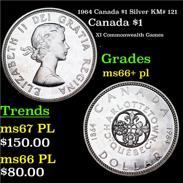 1964 Canada $1 Silver Canada Dollar KM# 121 $1 Grades GEM++ PL