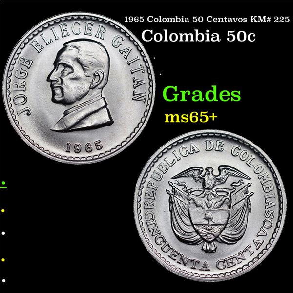 1965 Colombia 50 Centavos KM# 225 Grades GEM+ Unc
