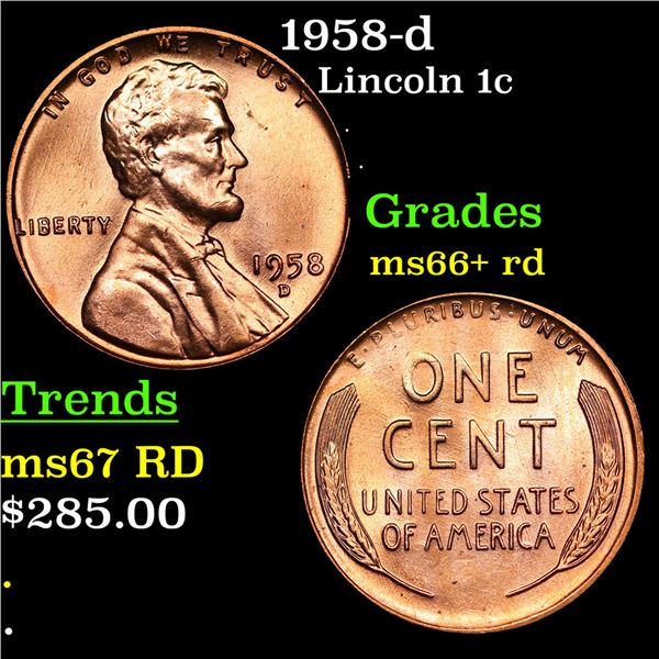 1958-d Lincoln Cent 1c Grades GEM++ RD