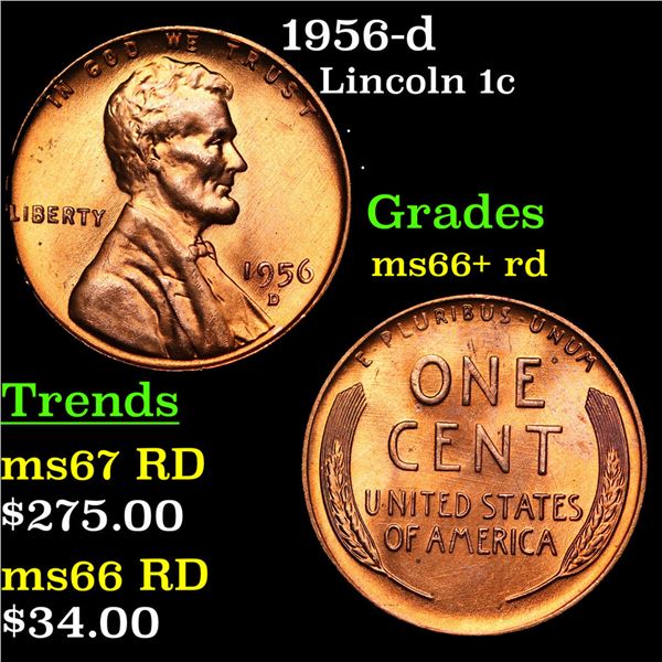 1956-d Lincoln Cent 1c Grades GEM++ RD