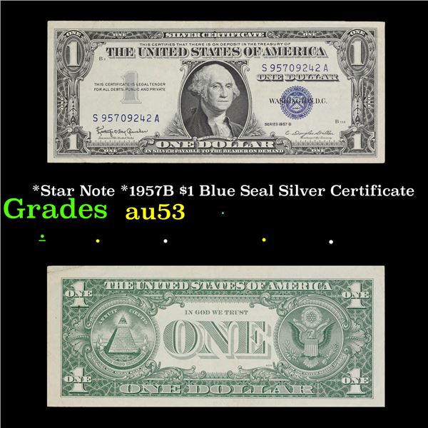 1957B $1 Blue Seal Silver Certificate Grades Select AU