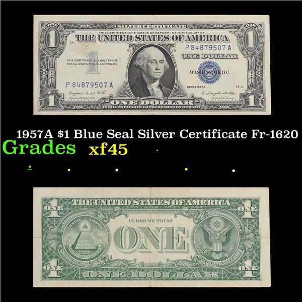 1957A $1 Blue Seal Silver Certificate Fr-1620 Grades xf+