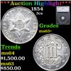Image 1 : ***Auction Highlight*** 1854 Three Cent Silver 3cs Grades Select+ Unc By SEGS (fc)