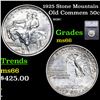 Image 1 : 1925 Stone Mountain Old Commem Half Dollar 50c Graded ms66 By SEGS