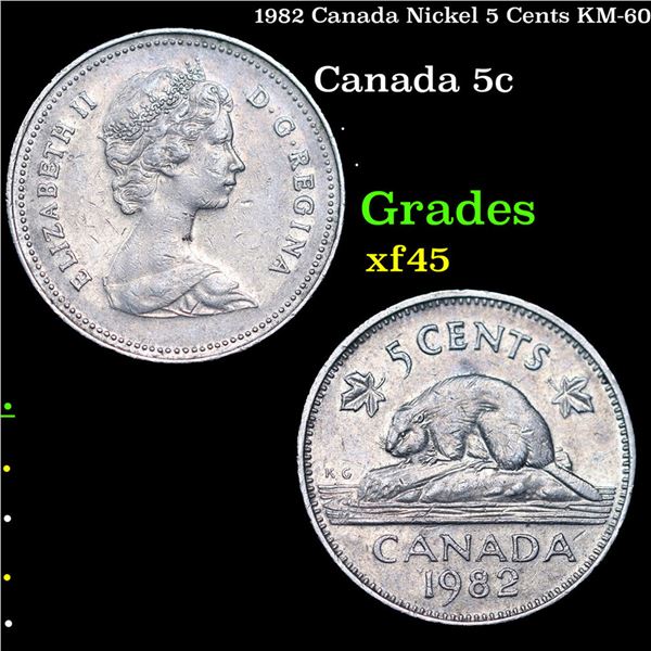 1982 Canada Nickel 5 Cents KM-60 Grades xf+