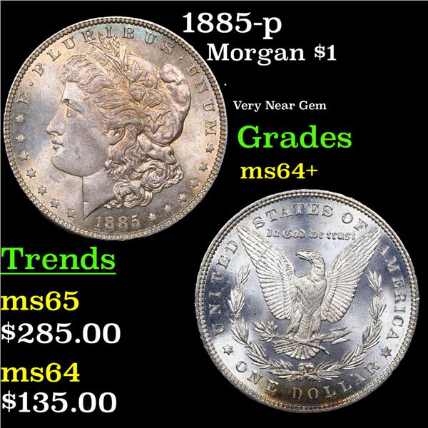 1885-p Morgan Dollar $1 Grades Choice+ Unc