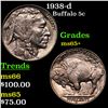 Image 1 : 1938-d Buffalo Nickel 5c Grades GEM+ Unc