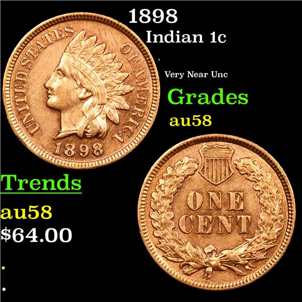 1898 Indian Cent 1c Grades Choice AU/BU Slider