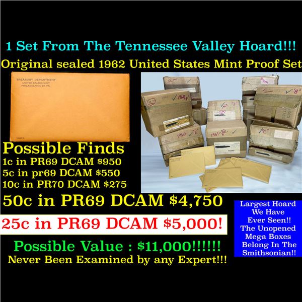 Original sealed 1962 United States Mint Proof Set Tennessee Valley Hoard