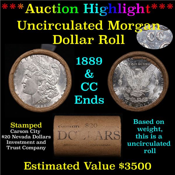 ***Auction Highlight*** 1889 & CC Uncirculated Morgan Dollar Shotgun Roll (fc)