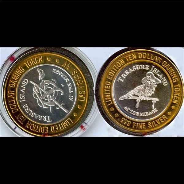 Limited Edition .999 Silver $10 Las Vegas Gaming Token Treasure Island at the Mirage