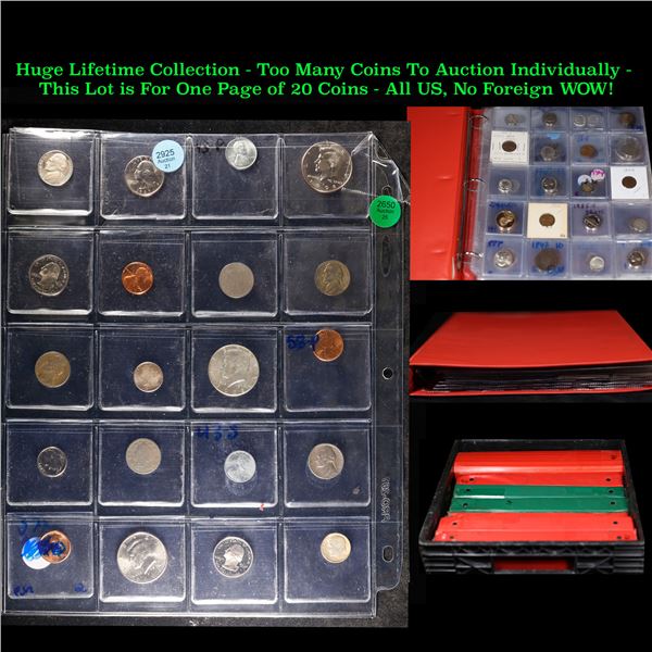 Huge Liifetime Collection - Too Many Coins To Auction Individually - This Lot is For One Page of 20 
