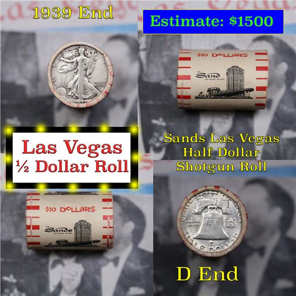 ***Auction Highlight*** Old Casino 50c Roll $10 Halves Las Vegas Casino Sands 1939 Walker & D frankl