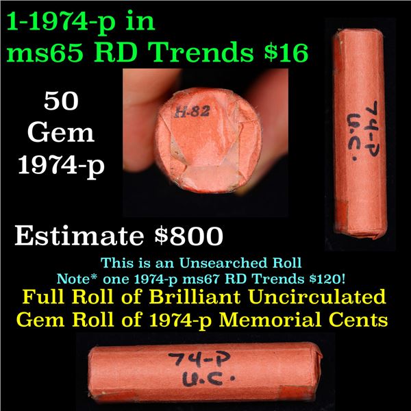 Shotgun Lincoln 1c roll, 1974-p 50 pcs Steel-Strong Wrapper.