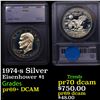 Image 1 : Proof 1974-s Silver Eisenhower Dollar $1 Graded ms69+ dmpl By SEGS