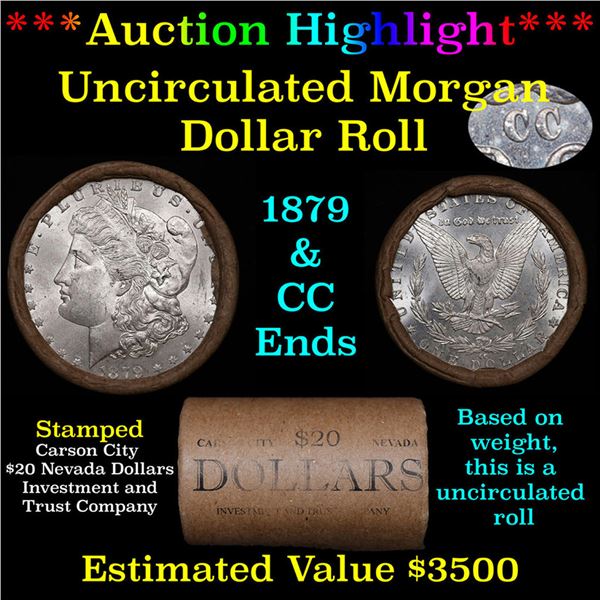 ***Auction Highlight*** 1879 & CC Uncirculated Morgan Dollar Shotgun Roll (fc)