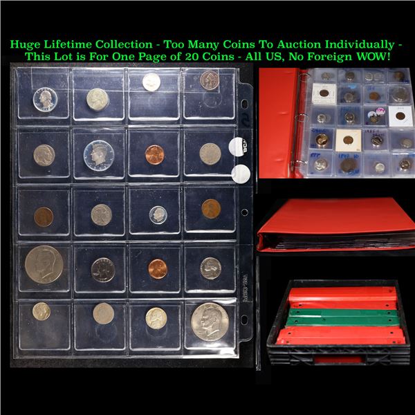 Huge Liifetime Collection - Too Many Coins To Auction Individually - This Lot is For One Page of 20 