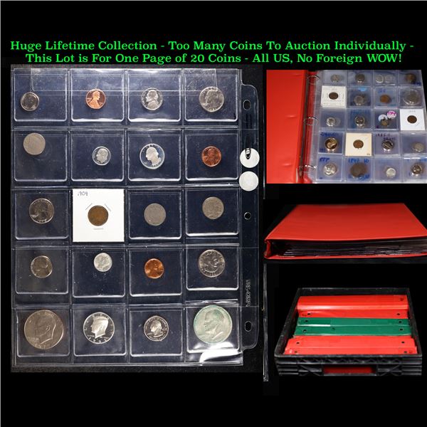 Huge Liifetime Collection - Too Many Coins To Auction Individually - This Lot is For One Page of 20 