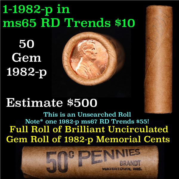 Shotgun Lincoln 1c roll, 1982-p 50 pcs Brandt Wrapper.