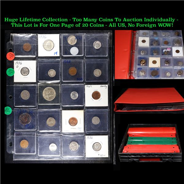 Huge Liifetime Collection - Too Many Coins To Auction Individually - This Lot is For One Page of 20 