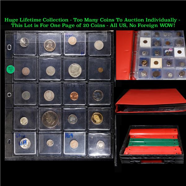 Huge Liifetime Collection - Too Many Coins To Auction Individually - This Lot is For One Page of 20 