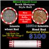 Image 1 : Mixed small cents 1c orig shotgun roll, 1950-s Lincoln Cent, Wheat Cent other end, Brinks Wrapper.